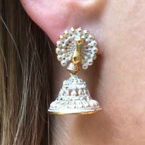 Genuine Indian earrings - white & gold